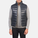Niror Blue Leather Vest Jacket